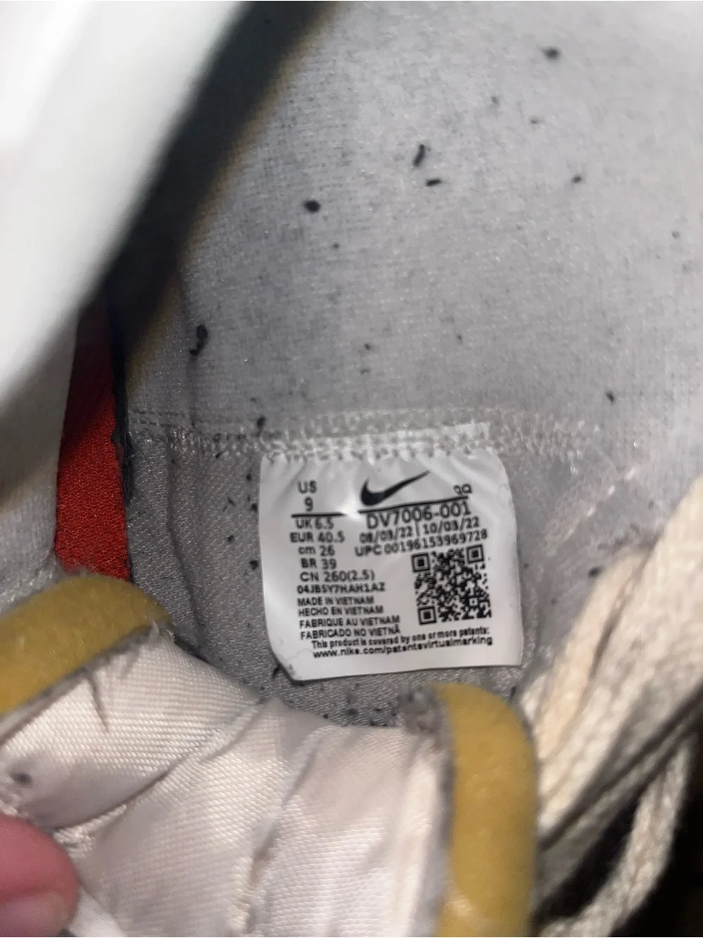 Nike White and Gray Sneaker- Blazer Mid ‘77 Interior with Yellow Tongue Trim